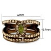 Slickblue Women's IP Coffee Light Stainless Steel Ring with Olivine Cubic Zirconia, Size 5-10 - 2 of 4