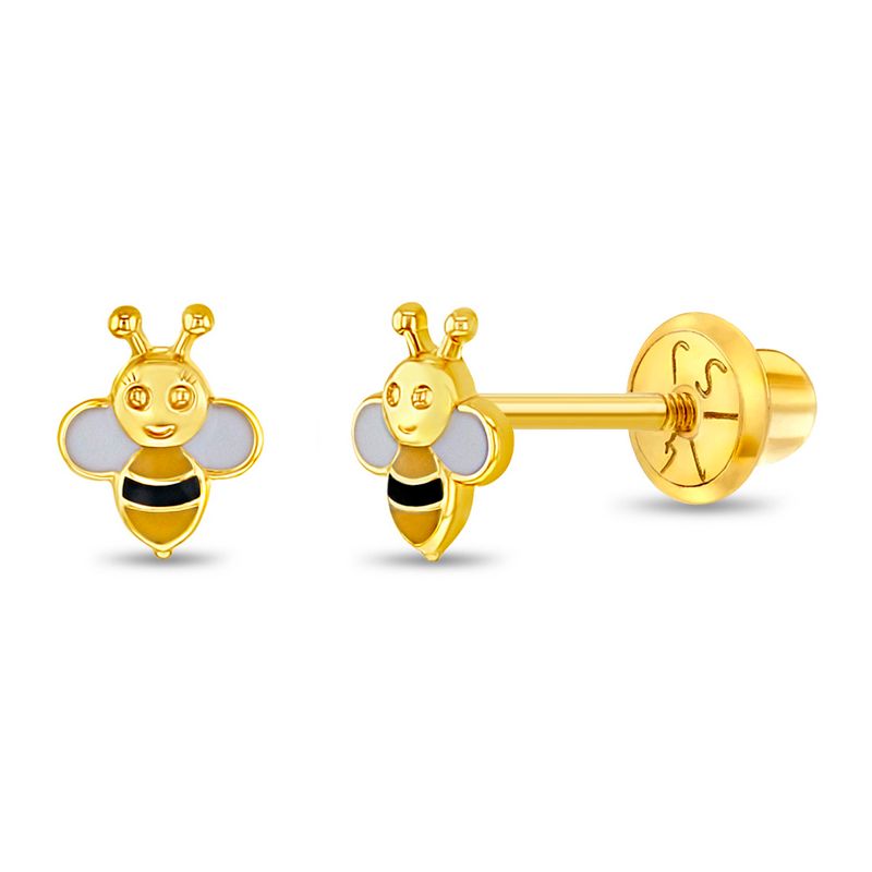 Girls' Honey Bee Screw Back 14k Gold Earrings - In Season Jewelry, 1 of 7