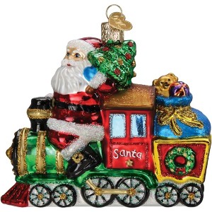 Old World Christmas Blown Glass Ornament for Christmas Tree, Santa On Locomotive - 1 of 4