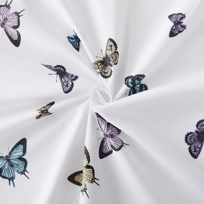 Butterflies Print Blue Microfiber Twin Kids' Sheet Set