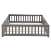 Gulches Twin Size Pine Wood Floor Bed with Door, Solid Wood Platform Frame & Fence, Gray - 3 of 4
