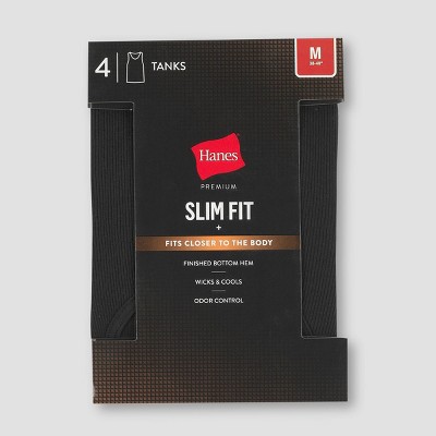 Hanes Premium Black Label Men's Slim Fit Tank Undershirt 4pk