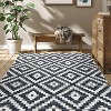 5'x7' Washable Geometric Rug - Neutral Trellis Low Pile Carpet for Living Room, Bedroom, Office - Black & White - 2 of 4