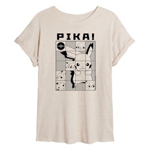 Women's - Pokémon - Pika Squares Oversized Graphic T-Shirt - 1 of 4