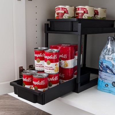 Black 2-Tier Under Sink Organizer with Sliding Drawers