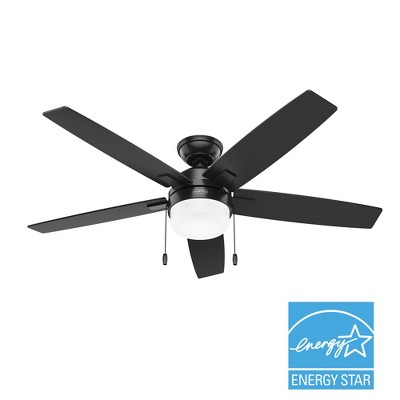 52" Matte Black and Gray 5-Blade Ceiling Fan with LED Light Kit