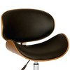 Daphne Faux Leather Chrome Office Chair Black/Walnut - Armen Living: Armless, 360 Swivel, Adjustable Height - 3 of 4