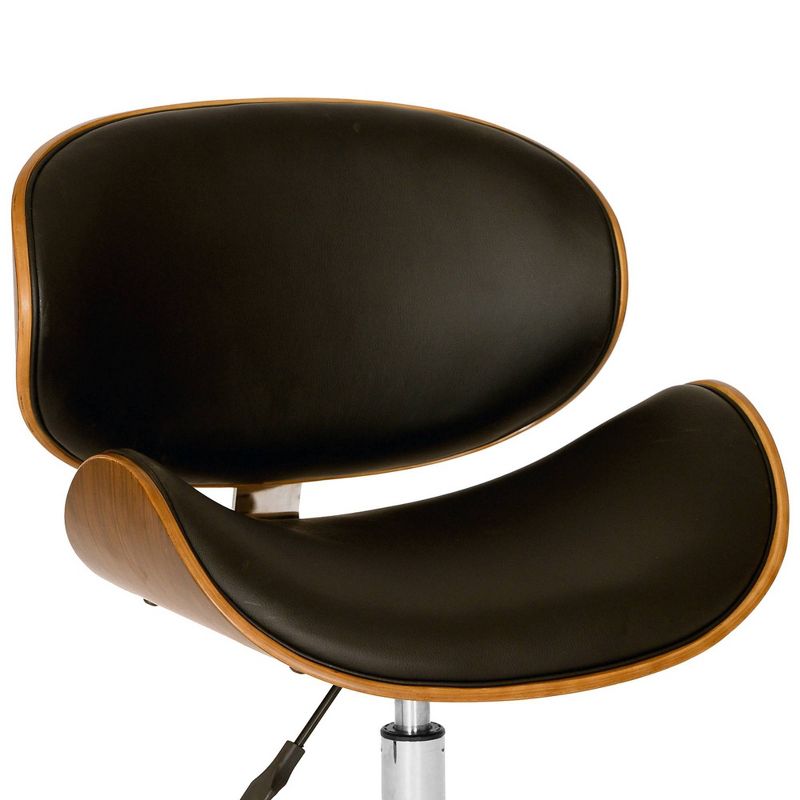 Daphne Faux Leather Chrome Office Chair Black/Walnut - Armen Living, 3 of 5
