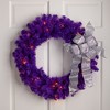 Northlight Pre-Lit Artificial Pine Christmas Wreath - 24" - Purple - Clear Lights - 2 of 4
