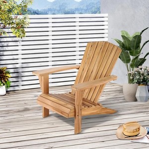 Tree City Solid Teak Adirondack Chair with Wide Armrests, Weather-Resistant Outdoor Wooden Chair for Patio, Garden & Beach (Without Footrest) - 1 of 4