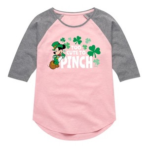 Girls' - Disney - Too Cute To Pinch Shirt Tail Raglan Graphic T-shirt - 1 of 4
