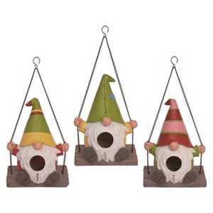 Transpac Resin 8" Multi Spring Gnome Swing Birdhouse - 1 of 2