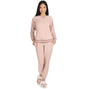 Memoi Women's 2 Piece Cozy Fleece Matching Jogger Pants Set - 1 of 4
