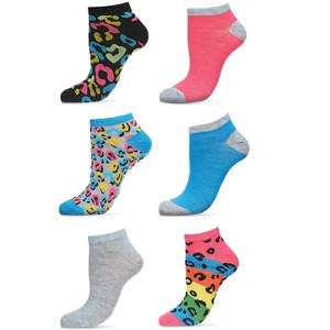 Memoi Women's 6 Pair Pack Cheetah Print Low Cut Socks Assorted 9-11 - 1 of 3