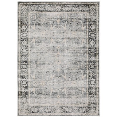 2'x3' Colette Washable Bordered Oriental Indoor Area Rug Charcoal/gray ...