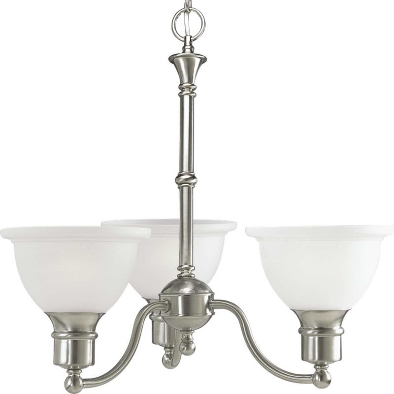 Progress Lighting Madison 3-Light Chandelier, Brushed Nickel, Reversible Glass, Up/Down Mounting, Canopy Included, 2 of 3