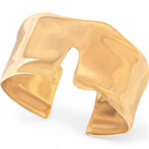 Anna-Kaci Women's Sculptural Gold Tone Cuff Bracelet Open Geometric Statement Design - 1 of 4