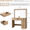 AMERLIFE Makeup Vanity Desk with Mirror & LED Lights, Drawers, Tempered Glass Top, Charging Station, Modern Bedroom Dressing Table - 3 of 4