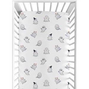 Sweet Jojo Designs Boy, Girl, Unisex/Gender Neutral Baby Fitted Crib Sheet Seasonal Halloween Ghosts - 1 of 4