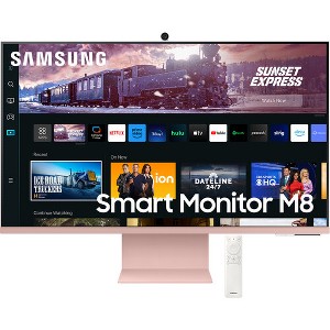 Manufacturer Refurbished Samsung M80C 32" 4K HDR Smart Monitor with Webcam, Sunset Pink - 1 of 1
