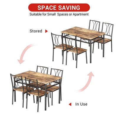 Dining Table Set for 4, Rectangle Kitchen Table with 4 Chairs Set for 4