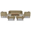 6 Piece Outdoor Backyard PE Wicker Sofa Set,Rattan Patio Conversation Set with Double Cushions,Wooden Modular Sectional Sofa Set-Coolbibila - 3 of 4