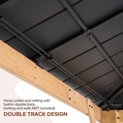 13x15 Cedar and Black Steel Double Roof Gazebo