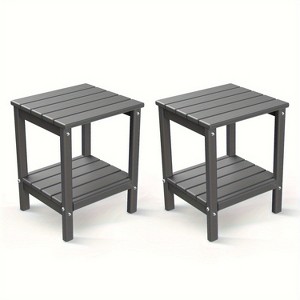 MOEPISY 2-piece Adirondack Side Table, 2-tier outdoor side table with storage shelf Grey - 1 of 2