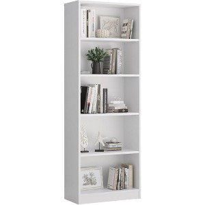 Fontoi Decorative Bookshelf, Bookcase with Adjustable Shelves, Large Bookshelf with 5 Shelves for Living Room Bedroom, White, 11.6"*24.4"*68.9 - 1 of 3