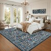 Acekool Washable Area Rug, Non-Slip Floral Botanical Carpet, Soft Low Pile Throw Rug for Living Room Bedroom Kitchen, Stain Resistant - 4 of 4