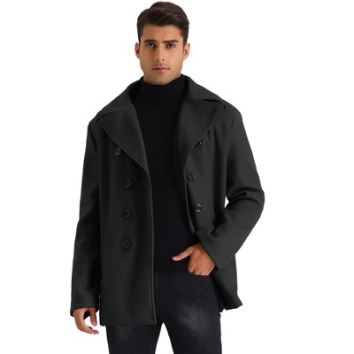 Lars Amadeus Men's Solid Formal Notch Lapel Double-Breasted Pea Coat