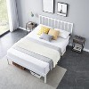 Queen Size White Metal Bed Frame with Wave Headboard, Platform Bed with 2 Storage Drawers and Underbed Space, No Box Spring Needed Easy Assembly - 4 of 4