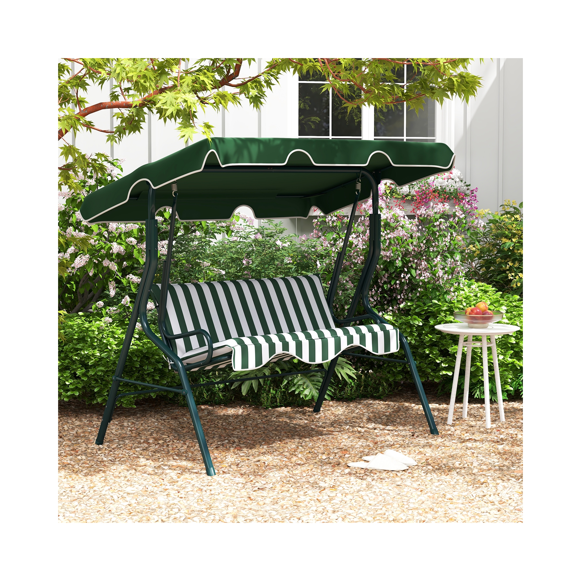 Costway 3 Seats Patio Backyard Canopy Steel Frame Swing Glider Hammock Cushioned