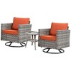 XIZZI Patio Outdoor Swivel Rocking Chairs Set of 2 with Side Table, 3 Pieces PE Rattan Wicker Patio Bistro Set with 360 Degree Rotation Chairs - 2 of 4