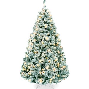 Best Choice Products 9ft Pre-Lit Sage Green Christmas Pine Tree w/ Flocked Branches, 900 Warm-White Lights - 1 of 4