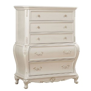 44" Chantelle Decorative Storage Drawer Pearl White - Acme Furniture: 5 Fixed Shelves, Wood Composite - 1 of 4