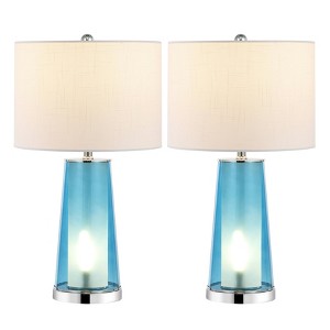 JONATHAN Y Tryon (Set of 2) 26" Modern Minimalist Glass/Iron Nightlight (Includes LED Light Bulb) Table Lamps - 1 of 4