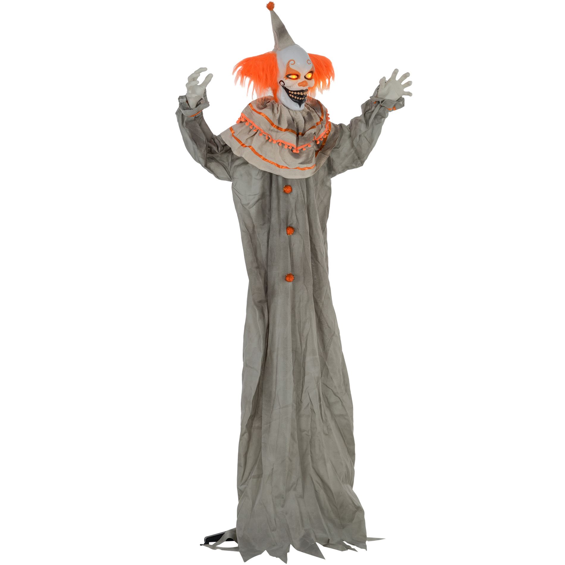 Orange Haired Clown, Outdoor Halloween Decoration Animatronic, Sound and Motion Activated Light Up Eyes
