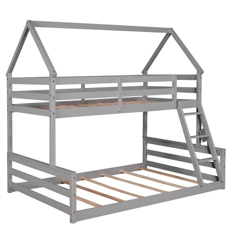 Twin over Full House Bunk Bed with Built-in Ladder-ModernLuxe, 3 of 11