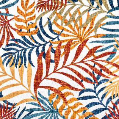 Tropical Palms Blue and Orange 5' Square Indoor/Outdoor Rug