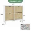 CuisinSmart, Fluted Shoe Storage Cabinet with 4 Flip Drawers, Narrow Wooden Shoe Organizer with Metal Legs, Shoe Rack for Living Room, White + Oak - 3 of 4