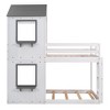Twin Over Twin Bunk Bed Wood Bed with Roof, Window, Guardrail, Ladder - 2 of 4
