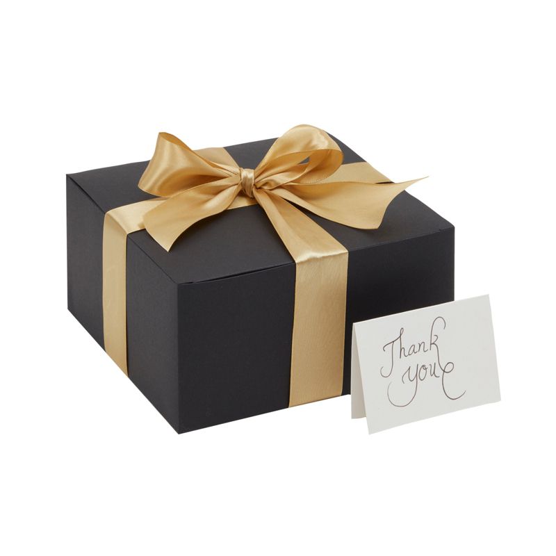 Stockroom Plus 10 Pack Black Gift Boxes with Lids, Ribbon & Greeting Cards for Birthday & Christmas Present, 8x8x4 in, 3 of 8