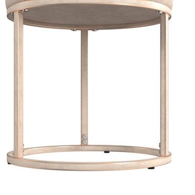 18" Bone White Upholstered Metal Vanity Stool with Round Seat