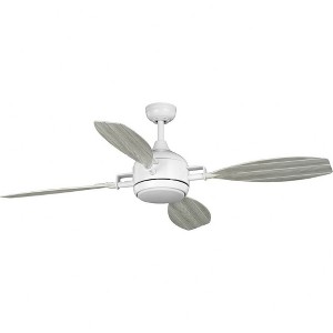 Progress Lighting Rudder 1-Light LED Ceiling Fan, Satin White, Distressed White Blades, Boat Oar-Inspired Design - 1 of 2