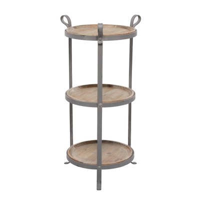 Industrial Metal Round Tiered Table Gray - Olivia & May: No Assembly, 3-Shelf Storage