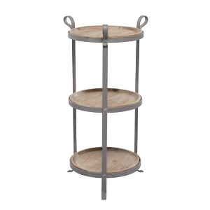 Industrial Metal Round Tiered Table Gray - Olivia & May: No Assembly, 3-Shelf Storage - 1 of 4