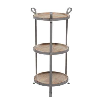Industrial Metal Round Tiered Table Gray - Olivia & May