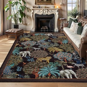TackView Kitchen Runner Rug Non Slip Washable Runners for Hallways, Animal Print Runner Rugs Low-Pile Forest Long Carpet - 1 of 4