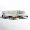 L Shaped Configuration Patio Sectional Sofa Set Performance Foam Seating & Structural Steel Frame + Tropical Wood Grain Coffee Table Ensemble - 3 of 4
